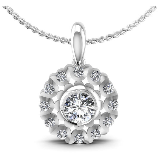 Round Diamonds 1.10CT Fashion Pendant in 14KT White Gold