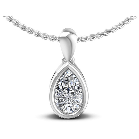 Pear Diamonds 0.35CT Solitaire Pendant in 14KT White Gold