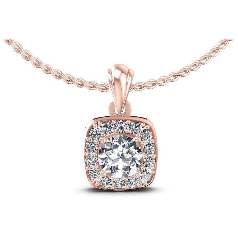 Round Diamonds 0.50CT Halo Pendant in 18KT White Gold