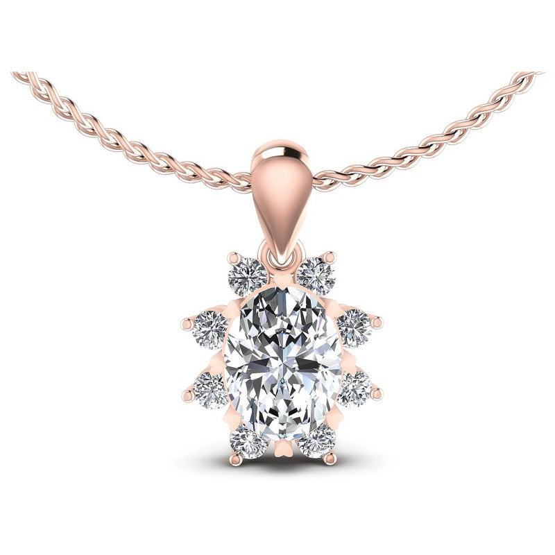 Round And Oval Cut Diamonds Fashion Pendant in 18KT White Gold