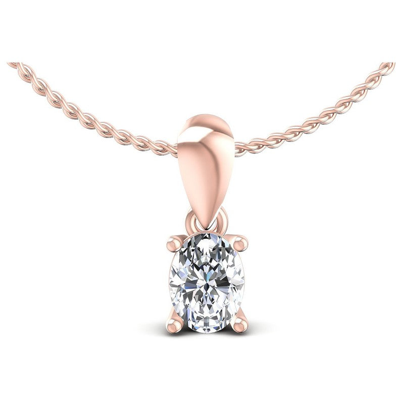 Oval Diamonds 0.35CT Solitaire Pendant in 18KT White Gold