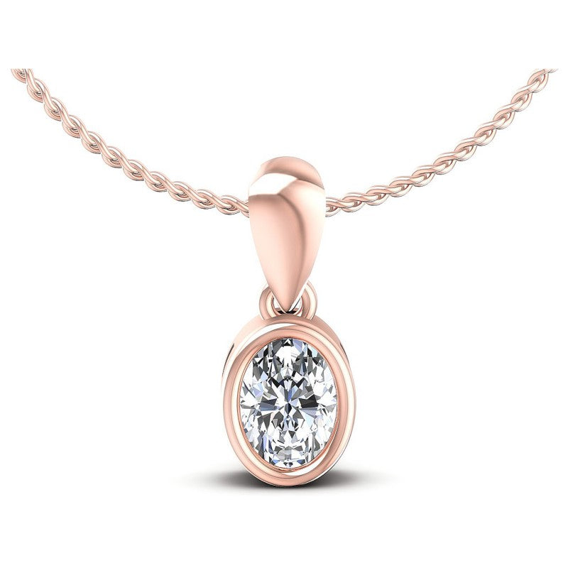 Oval Diamonds 0.35CT Solitaire Pendant in 18KT White Gold