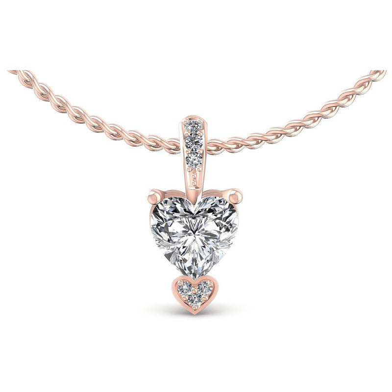 Round and Heart Diamonds 0.95CT Heart Pendant in 18KT White Gold