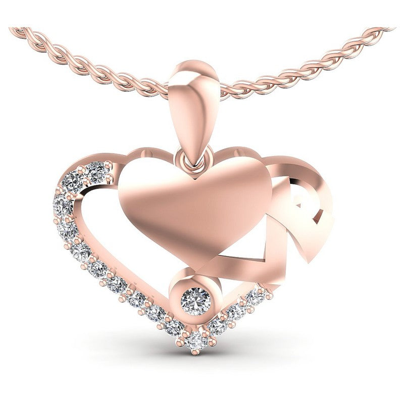 Round Diamonds 0.25CT Heart Pendant in 18KT White Gold