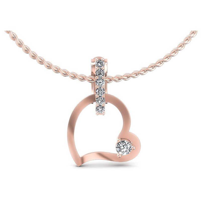 Round Diamonds 0.20CT Heart Pendant in 18KT White Gold