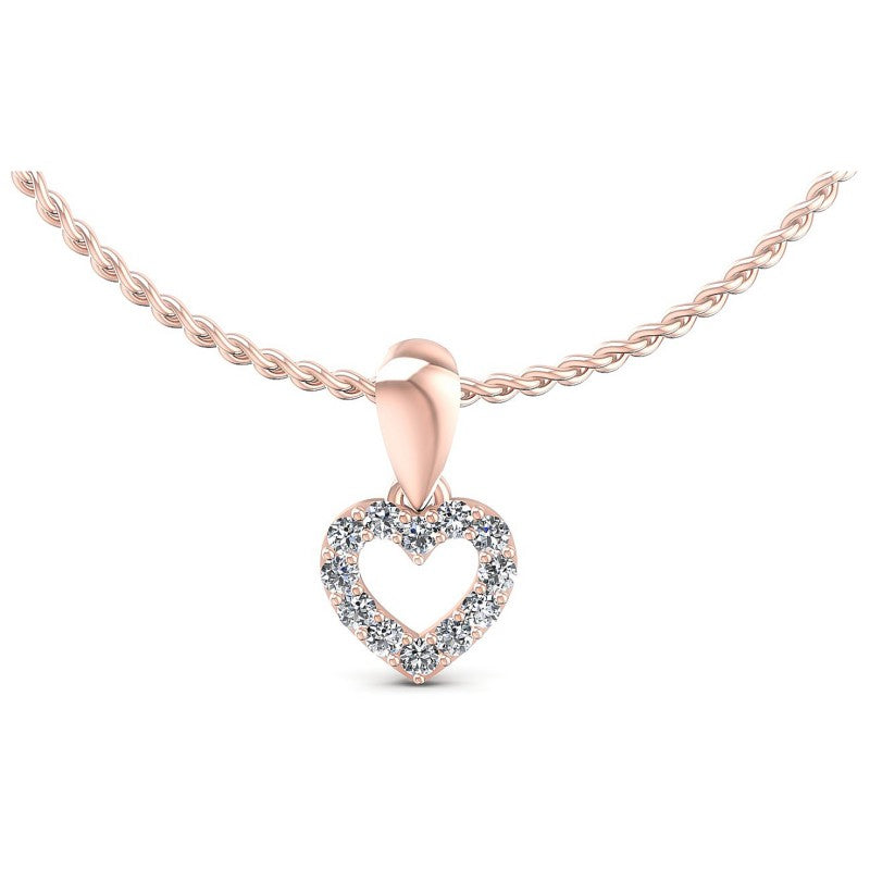 Round Diamonds 0.15CT Heart Pendant in 18KT White Gold