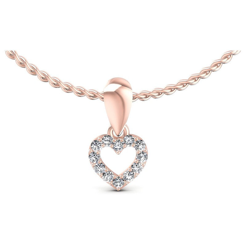 Round Diamonds 0.10CT Heart Pendant in 18KT White Gold