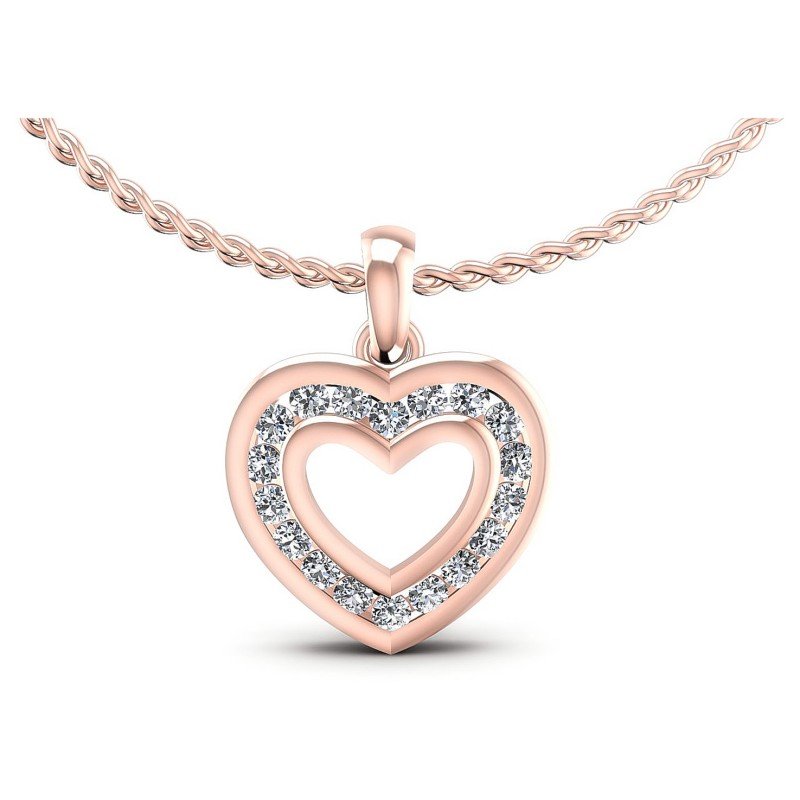 Round Diamonds 0.20CT Heart Pendant in 18KT White Gold