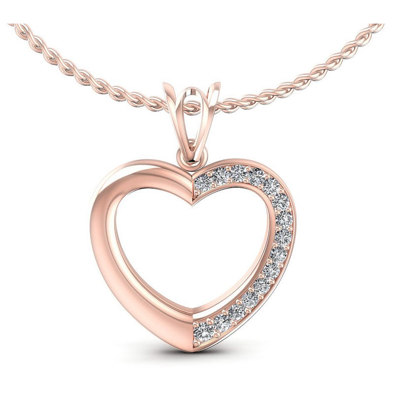 Round Diamonds 0.25CT Heart Pendant in 18KT White Gold