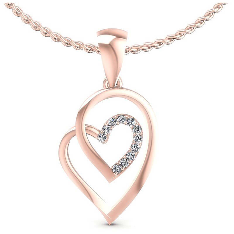 Round Diamonds 0.10CT Heart Pendant in 18KT White Gold