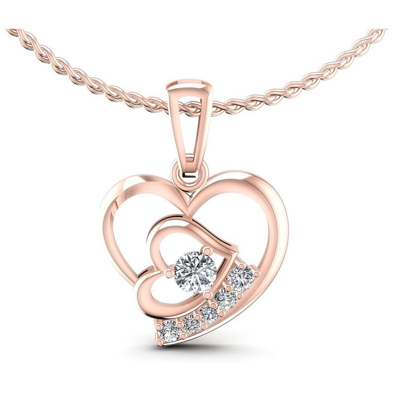 Round Diamonds 0.25CT Heart Pendant in 18KT White Gold