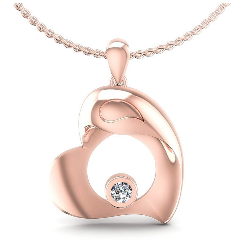 Round Diamonds 0.10CT Heart Pendant in 18KT White Gold