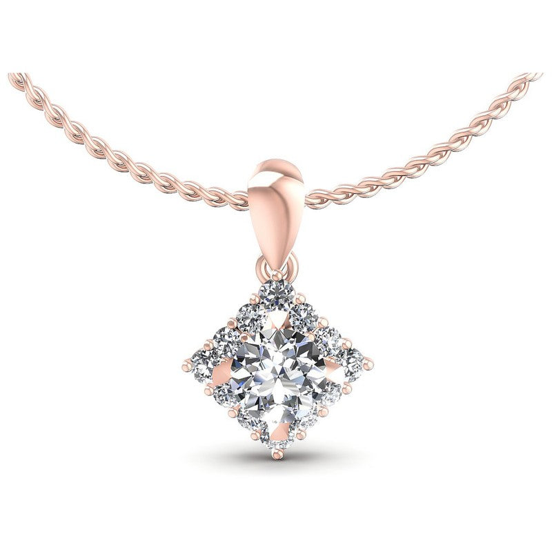 Round Diamonds 0.55CT Halo Pendant in 18KT White Gold