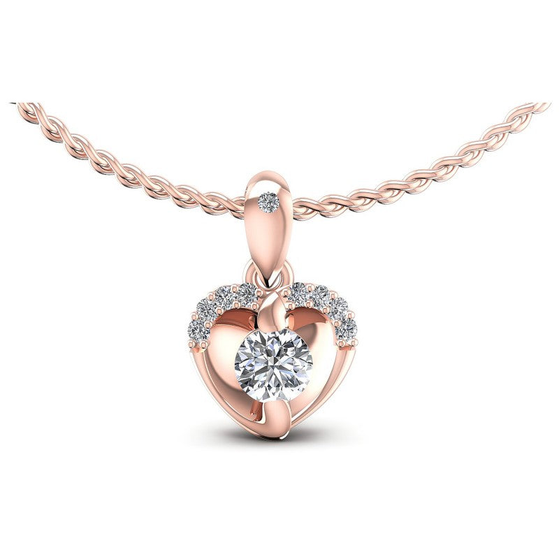 Round Diamonds 0.30CT Heart Pendant in 18KT White Gold