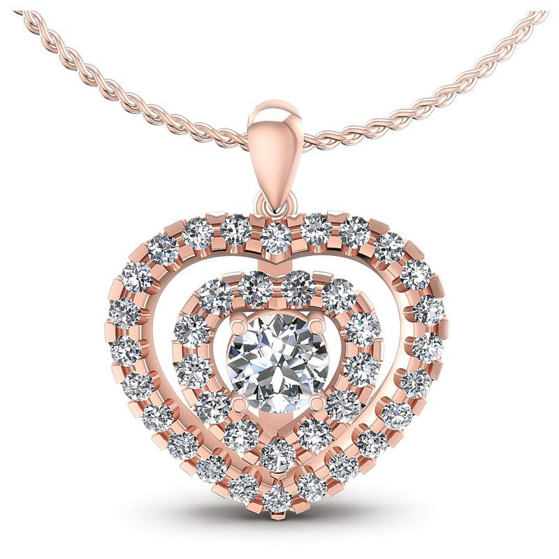 Round Diamonds 1.60CT Heart Pendant in 18KT White Gold