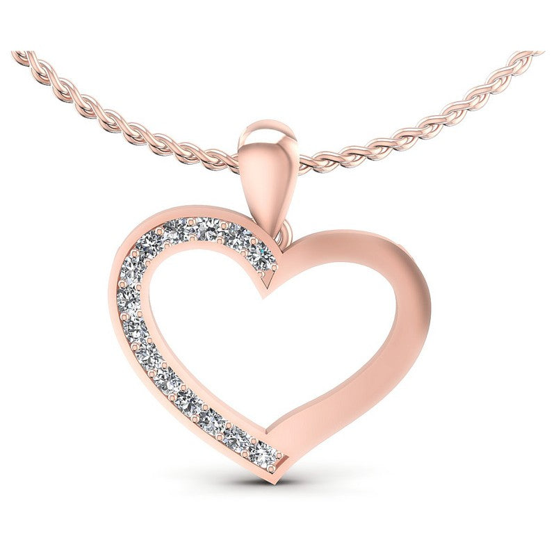 Round Diamonds 0.25CT Heart Pendant in 18KT White Gold
