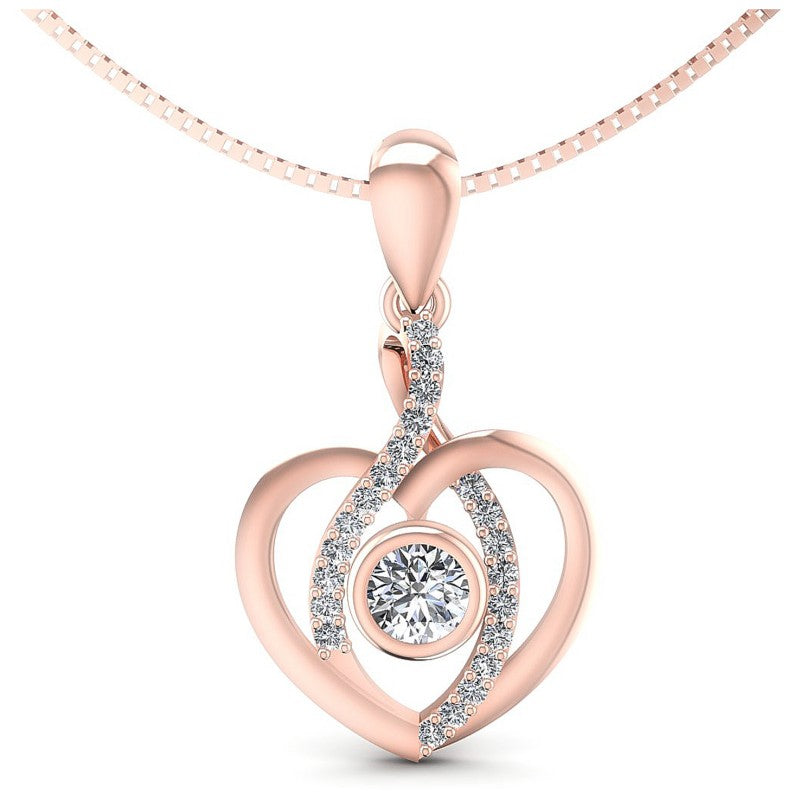 Round Diamonds 0.35CT Heart Pendant in 18KT White Gold