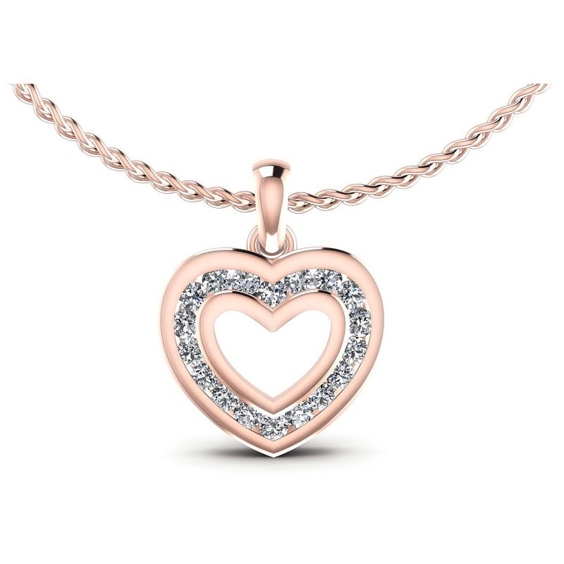 Round Diamonds 0.25CT Heart Pendant in 18KT White Gold