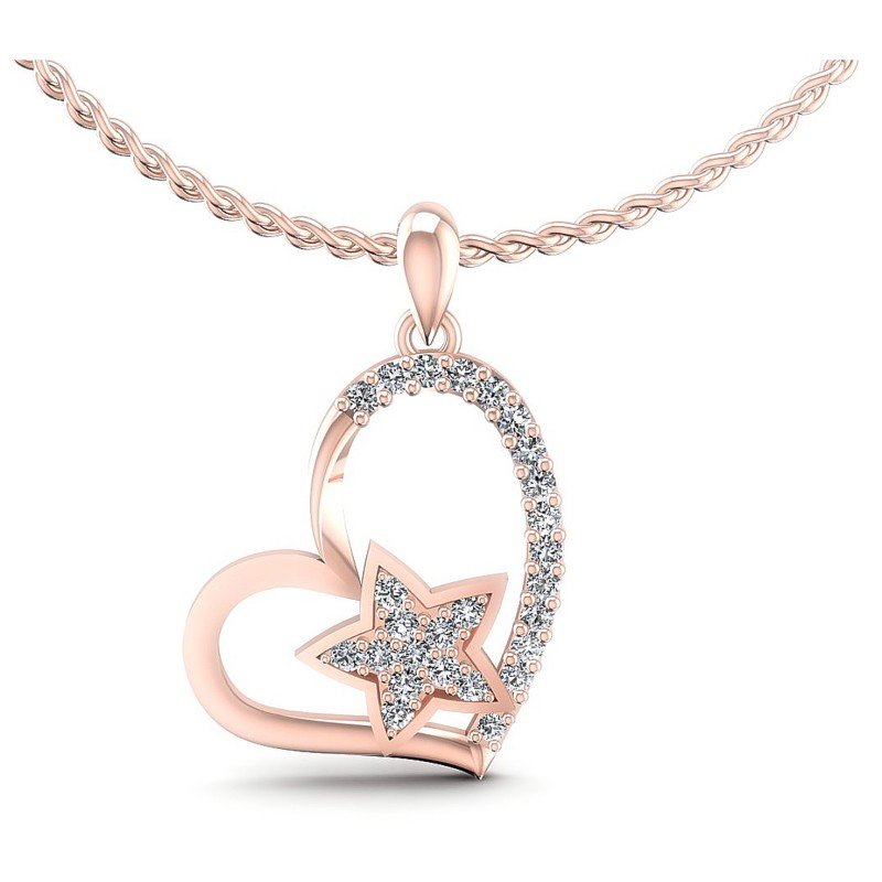 Round Diamonds 0.25CT Heart Pendant in 18KT White Gold