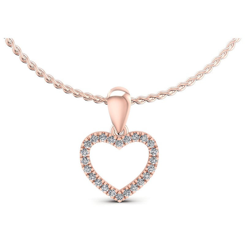 Round Diamonds 0.15CT Heart Pendant in 18KT White Gold