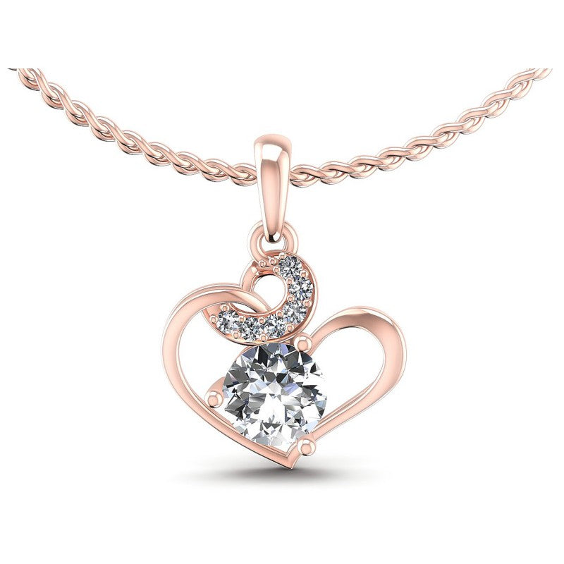 Round Diamonds 0.55CT Heart Pendant in 18KT White Gold