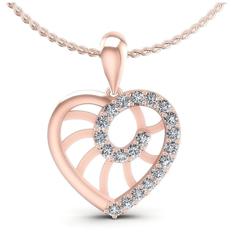 Round Diamonds 0.50CT Heart Pendant in 18KT White Gold