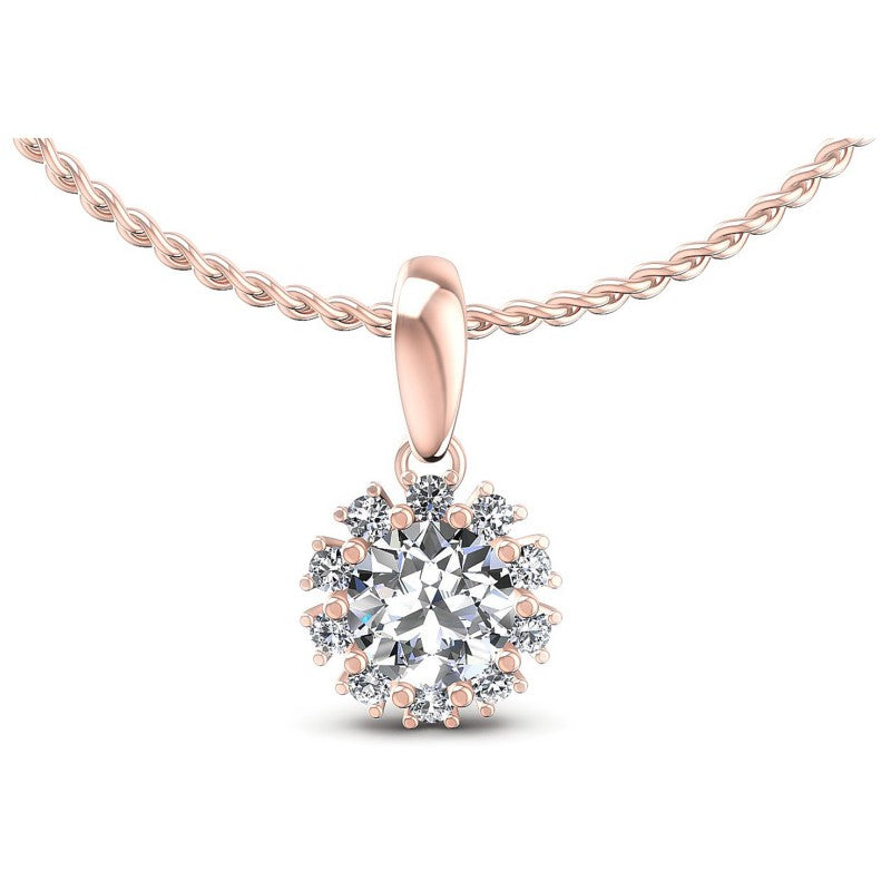 Round Diamonds 0.65CT Halo Pendant in 18KT White Gold
