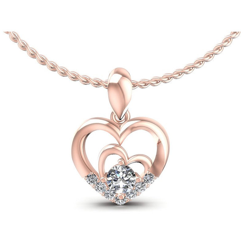 Round Diamonds 0.30CT Heart Pendant in 18KT White Gold