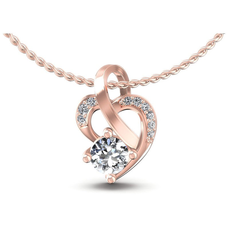 Round Diamonds 0.65CT Heart Pendant in 18KT White Gold