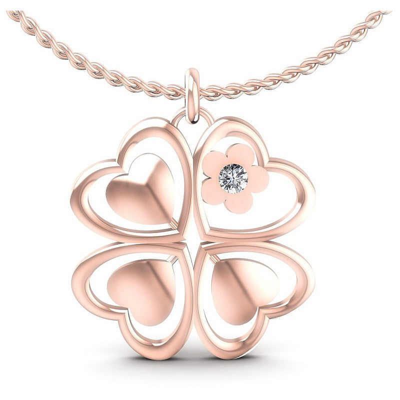 Round Diamonds 0.05CT Heart Pendant in 18KT White Gold
