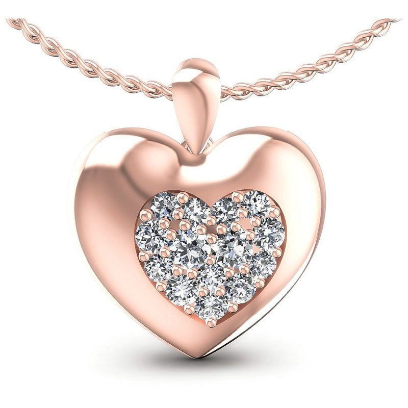 Round Diamonds 0.45CT Heart Pendant in 18KT White Gold