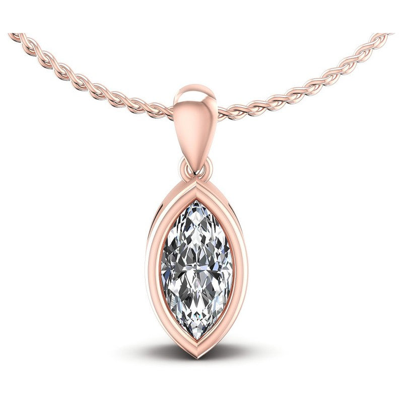 Marquise Diamonds 0.35CT Solitaire Pendant in 18KT White Gold