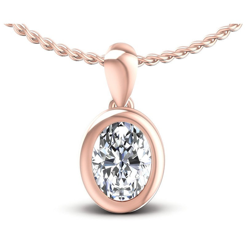 Oval Diamonds 0.35CT Solitaire Pendant in 18KT White Gold