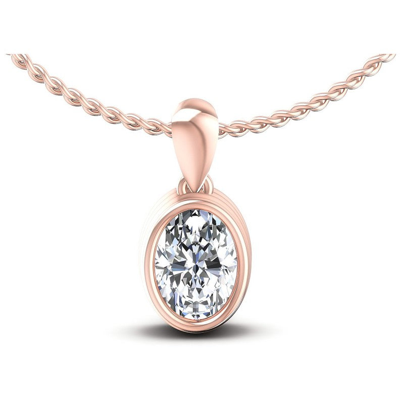Oval Diamonds 0.35CT Solitaire Pendant in 18KT White Gold