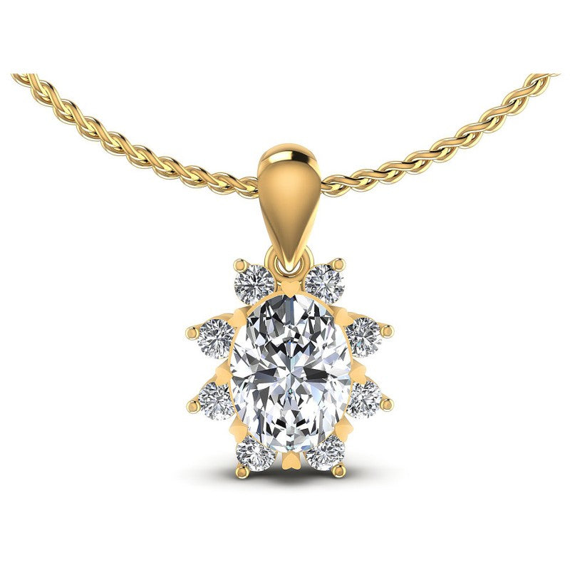 Round And Oval Cut Diamonds Fashion Pendant in 14KT White Gold