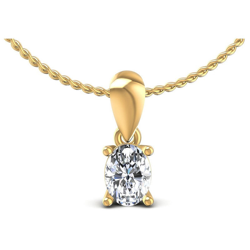 Oval Diamonds 0.35CT Solitaire Pendant in 14KT White Gold