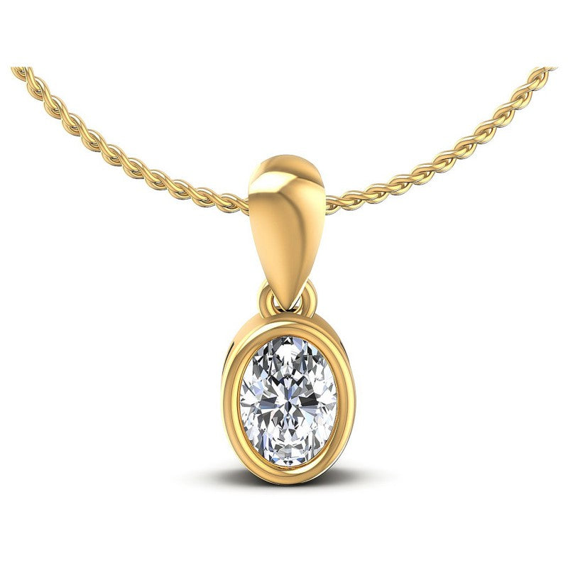 Oval Diamonds 0.35CT Solitaire Pendant in 14KT White Gold