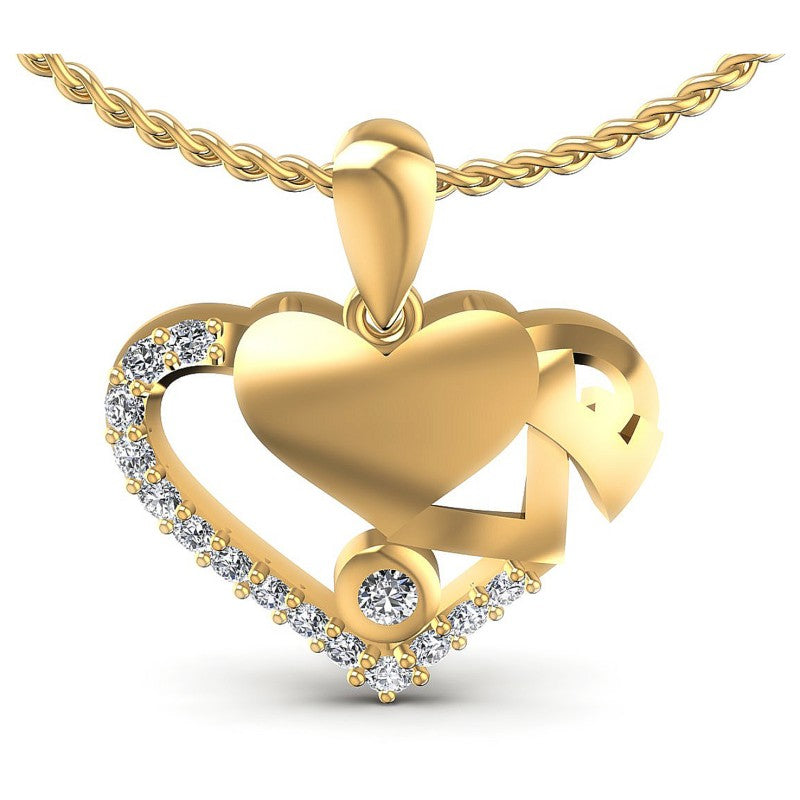 Round Diamonds 0.25CT Heart Pendant in 14KT White Gold
