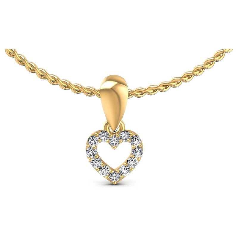 Round Diamonds 0.10CT Heart Pendant in 14KT White Gold