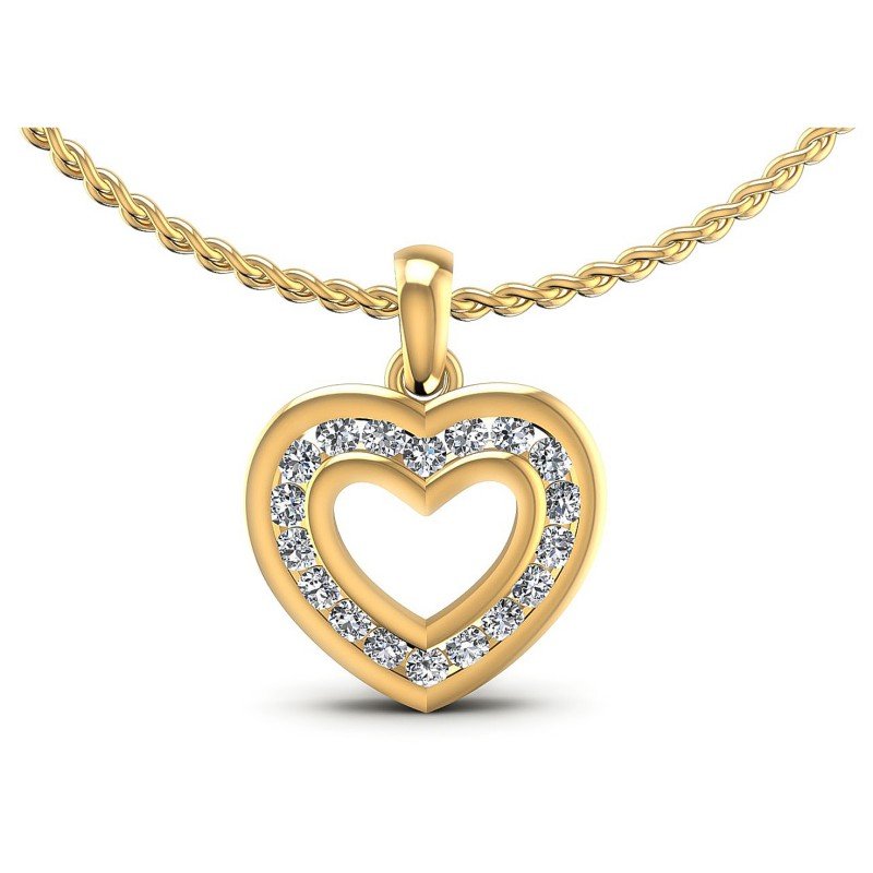 Round Diamonds 0.20CT Heart Pendant in 14KT White Gold