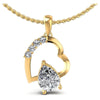 Round and Pear Diamonds 1.00CT Heart Pendant in 14KT White Gold