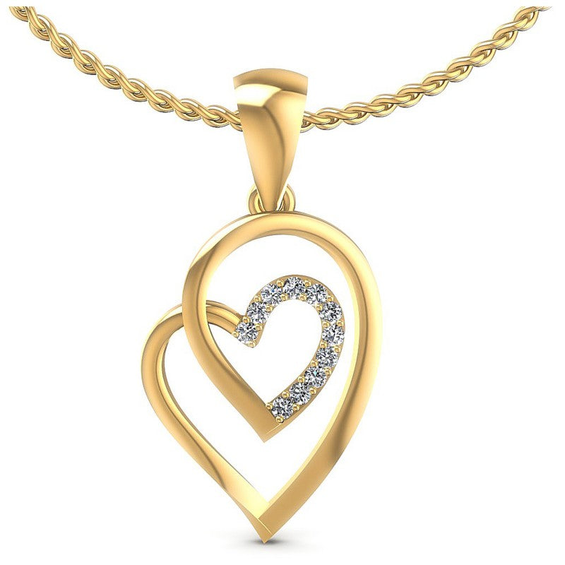 Round Diamonds 0.10CT Heart Pendant in 14KT White Gold