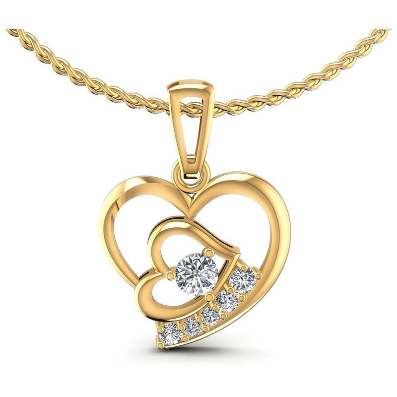 Round Diamonds 0.25CT Heart Pendant in 14KT White Gold