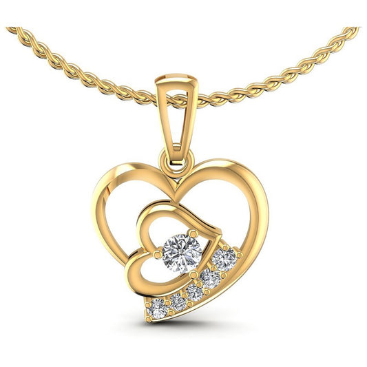 Round Diamonds 0.25CT Heart Pendant in 14KT White Gold