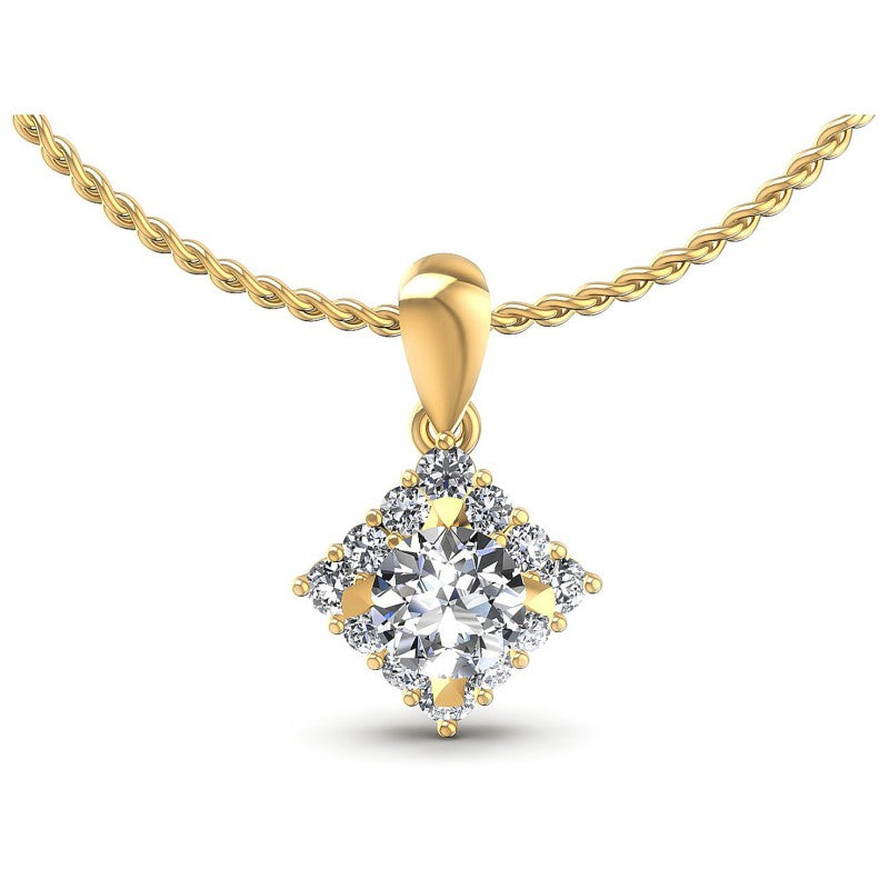 Round Diamonds 0.55CT Halo Pendant in 14KT White Gold