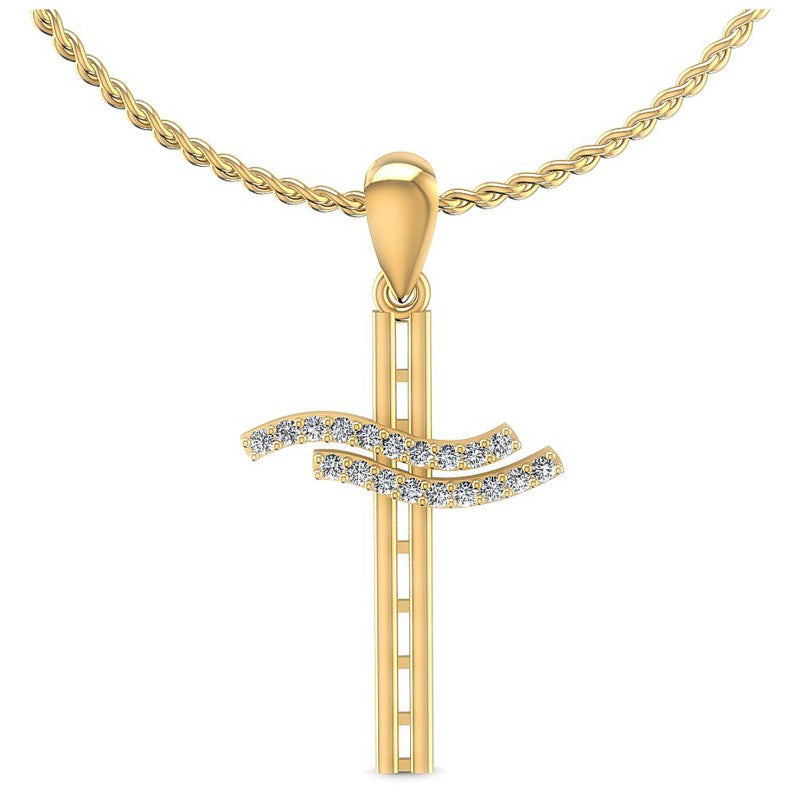 Round Diamonds 0.10CT Religious Pendant in 14KT White Gold