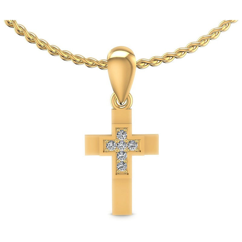 Round Diamonds 0.05CT Religious Pendant in 14KT White Gold
