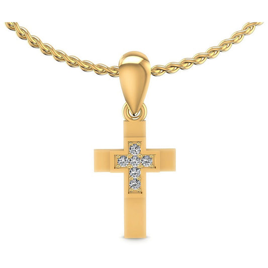 Round Diamonds 0.05CT Religious Pendant in 14KT White Gold