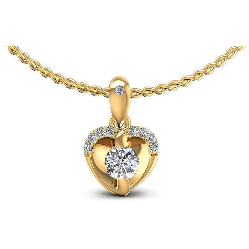 Round Diamonds 0.30CT Heart Pendant in 14KT White Gold