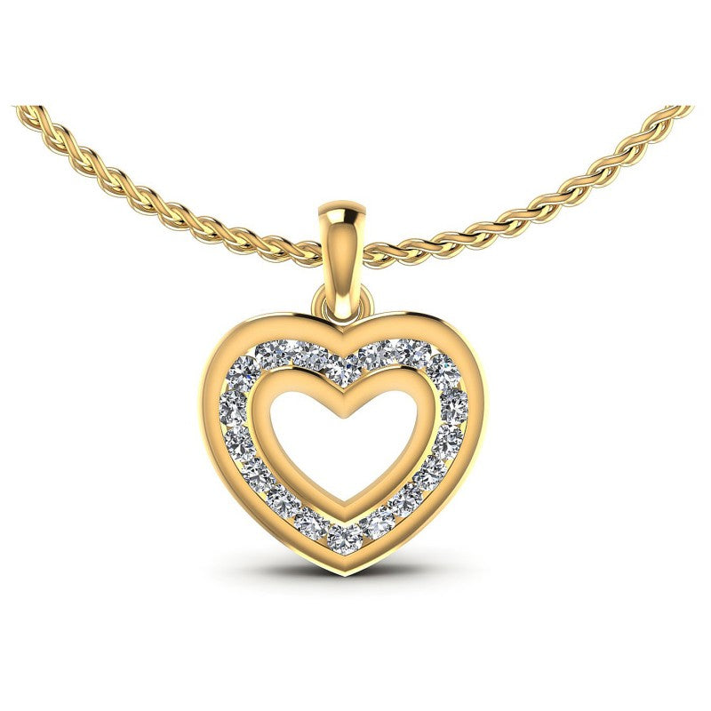 Round Diamonds 0.25CT Heart Pendant in 14KT White Gold